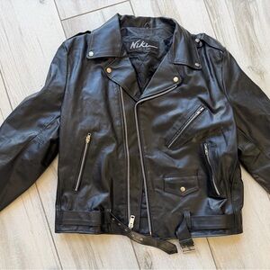Niki Men’s Black Leather Bomber Jacket - Classic Moto Style